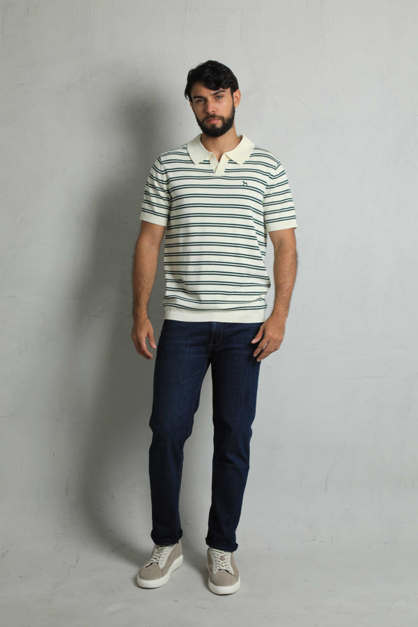 Suéter Fashion Crema - Rayas Verde
