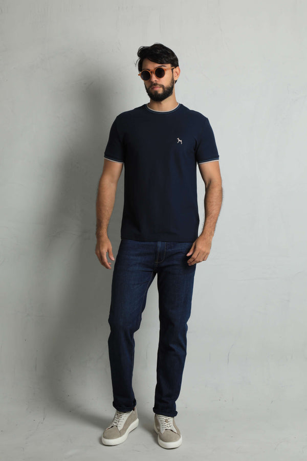 Camiseta Piqué Azul Turquí (Custom Fit)