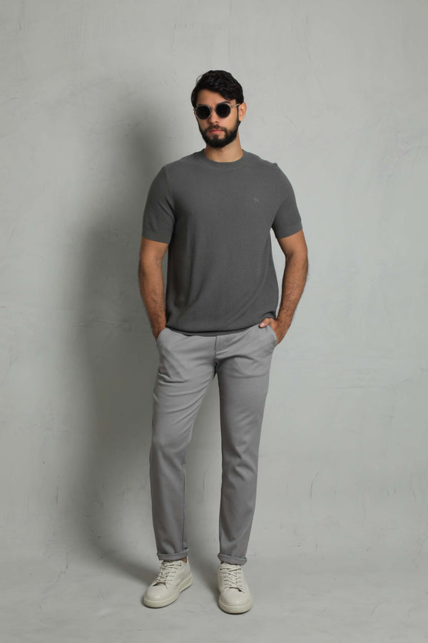 Suéter Fashion Tejido Gris Claro (Textura)