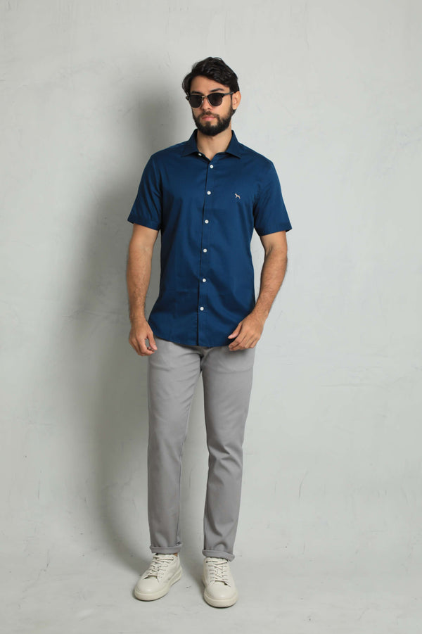 Camisa Manga Corta Azul Oscuro