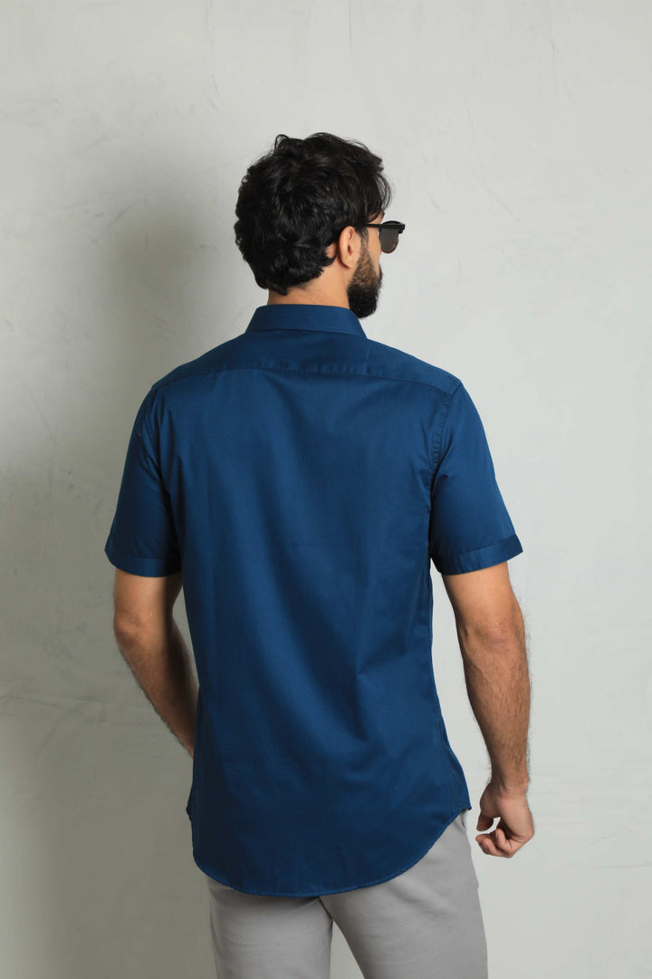 Camisa Manga Corta Azul Oscuro – Victor