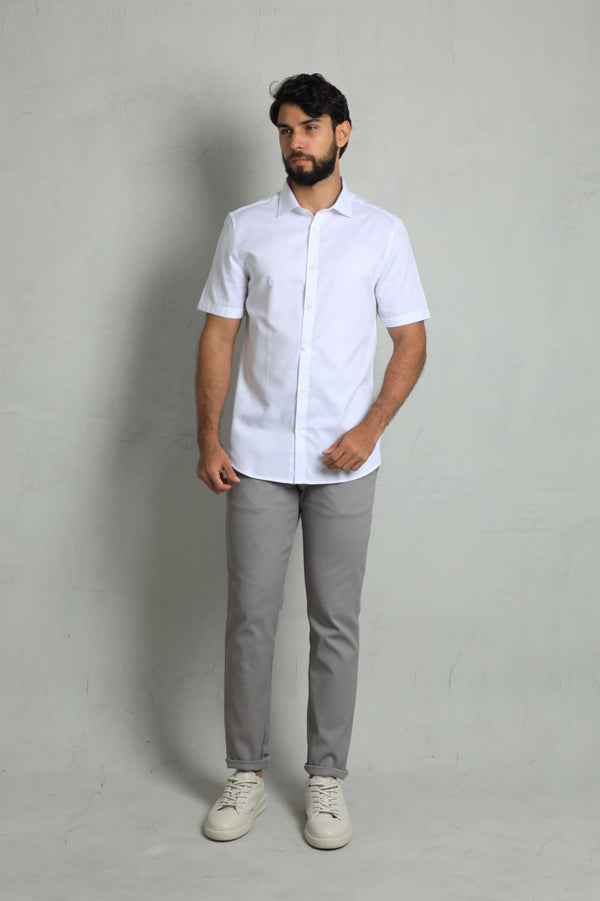 Camisa Manga Corta Blanco (Cuadros)