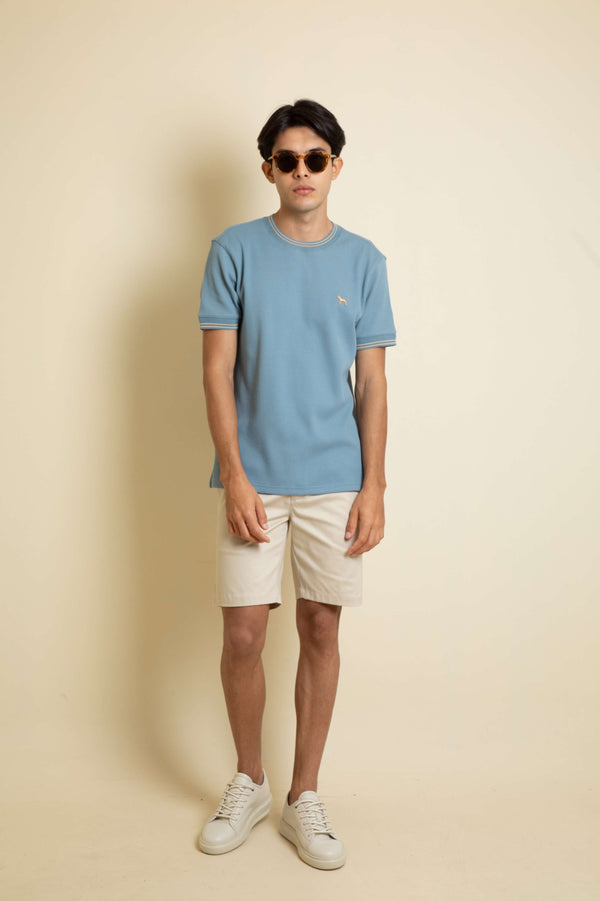 Camiseta Wafle Fashion Azul Claro