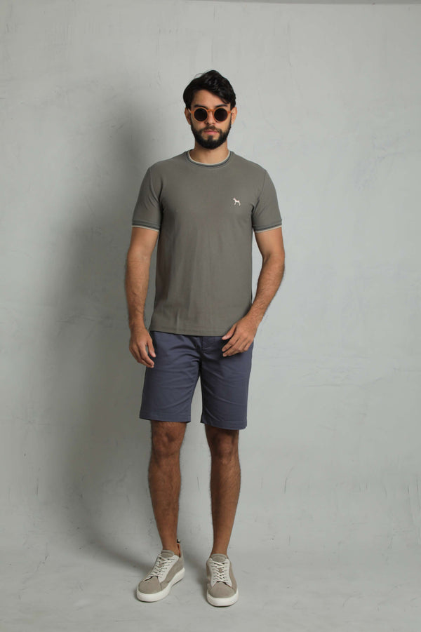 Camiseta Piqué Gris Olivo (Custom Fit)