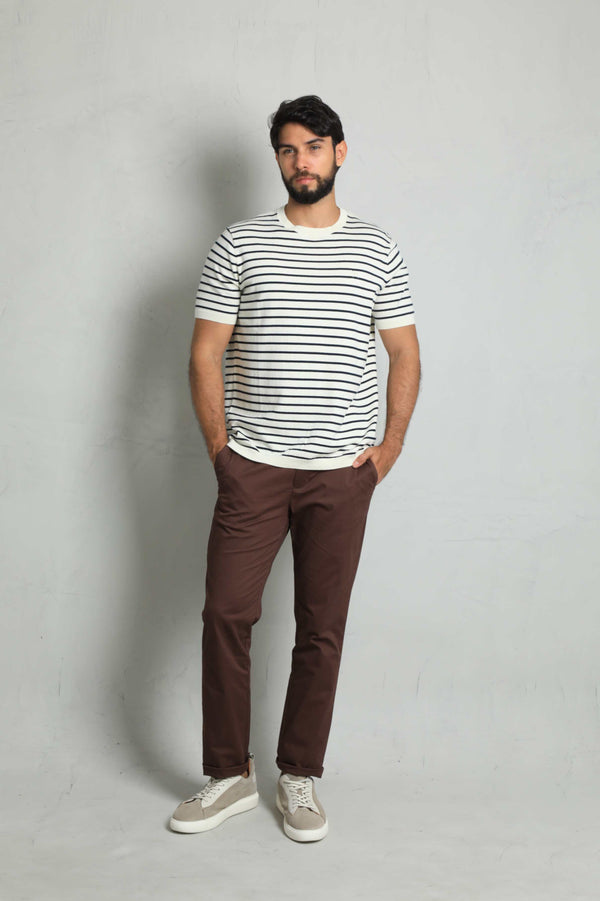 Suéter Fashion Crema Rayas Navy