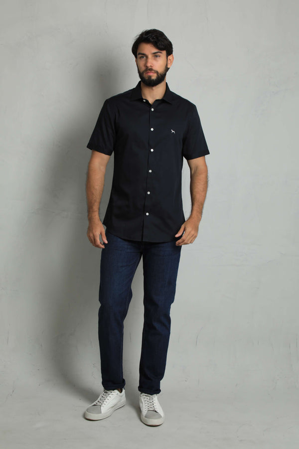 Camisa Manga Corta Azul Turquí