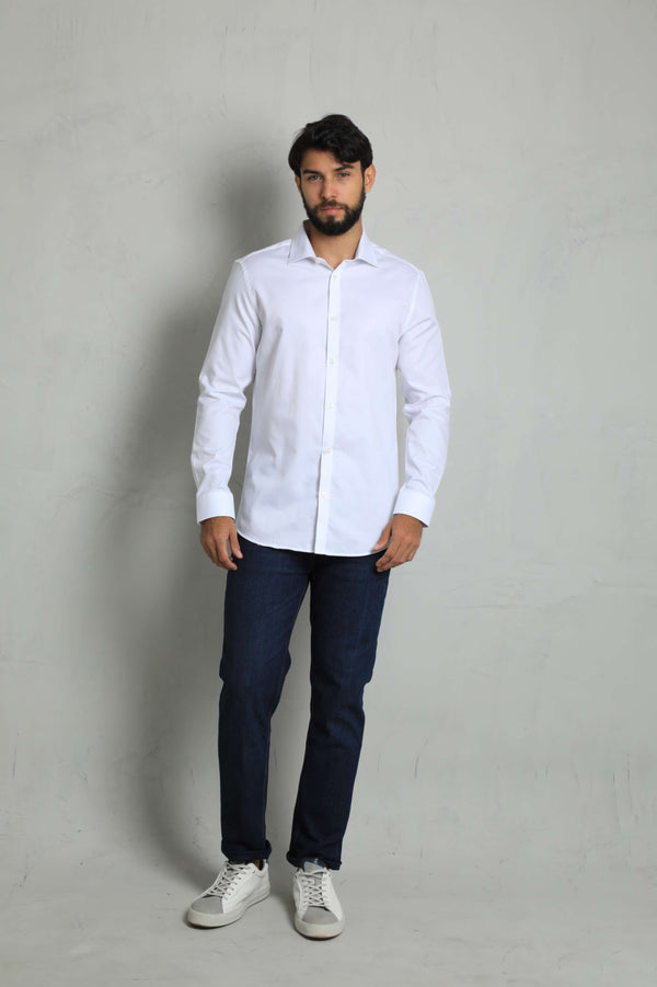 Camisa Manga Larga Blanco (Cuadros)