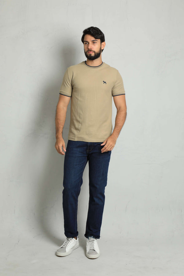 Camiseta Piqué Khaki (Custom Fit)