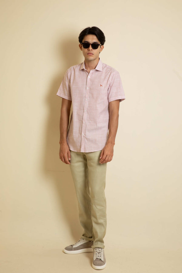 Camisa Manga Corta Rayas Terracota
