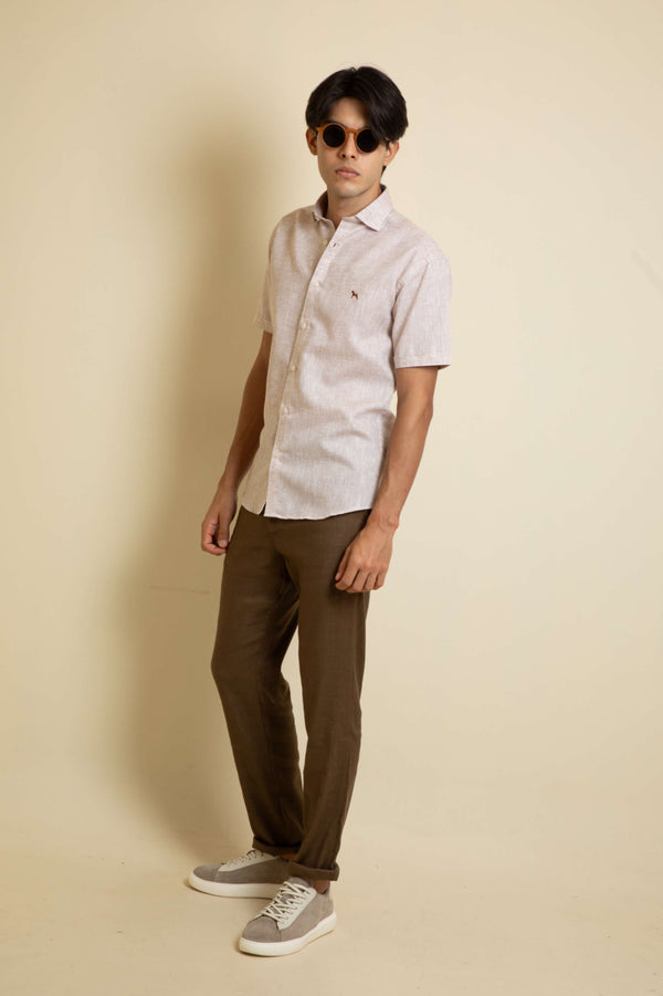 Camisa Manga Corta Fondo Entero Khaki