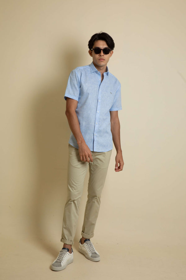 Camisa Manga Corta Fondo Entero Baby Blue