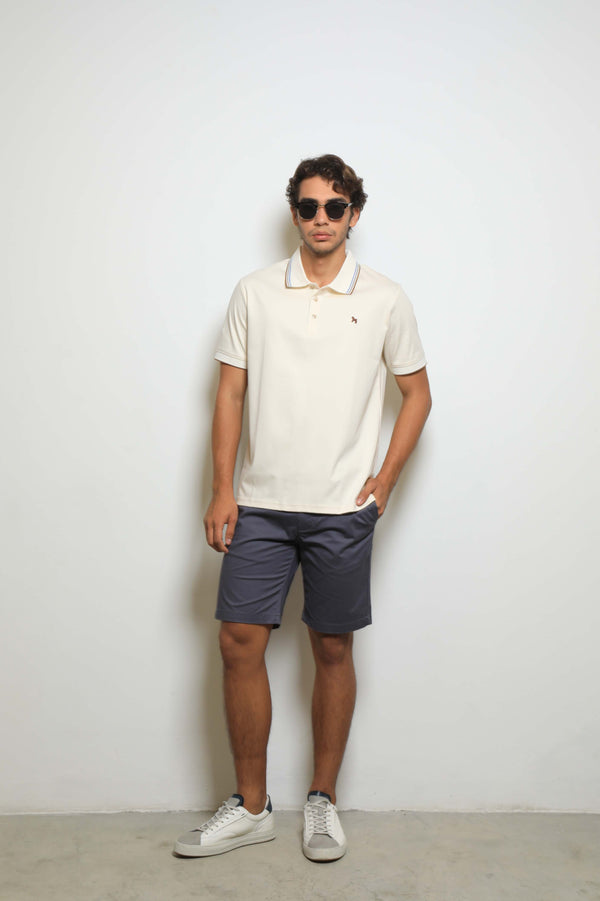 Polo Fashion Ivory/Café (Mercerizada)