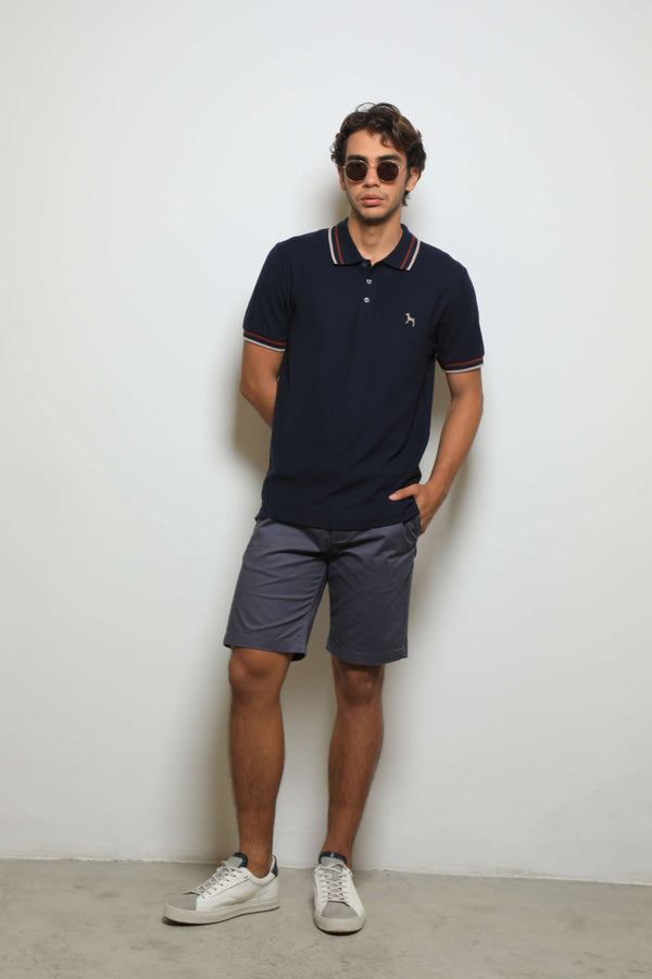 Polo Básica Navy/Raya Vinotinto