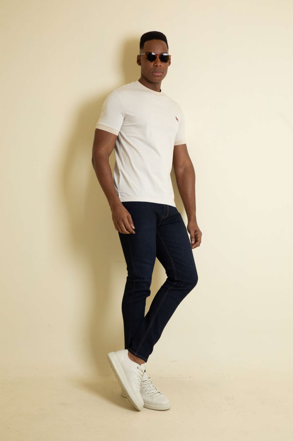 Camiseta Fashion Rayas Crema Delgadas