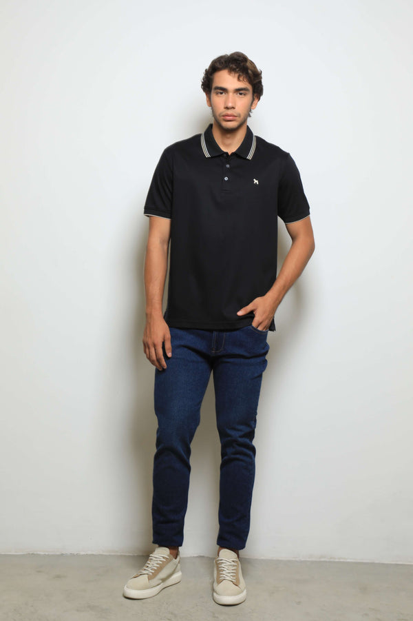 Polo Fashion Negro/Taupe (Mercerizada)