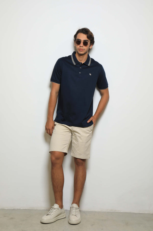 Polo Fashion Navy/Taupe (Mercerizada)